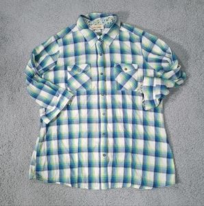 Davina Womens Size Large Top Long Sleeve Multicolor Casual Button Up Pockets